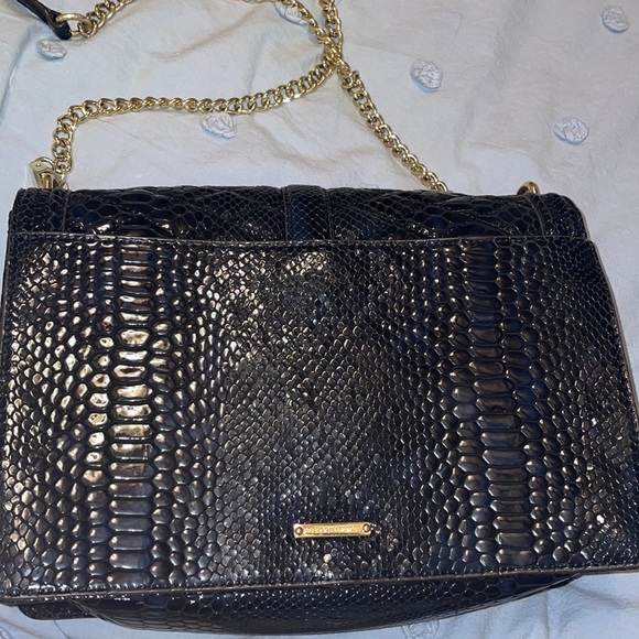 Rebecca Minkoff 11x7x3 gold chain navy purse - Picture 6 of 9